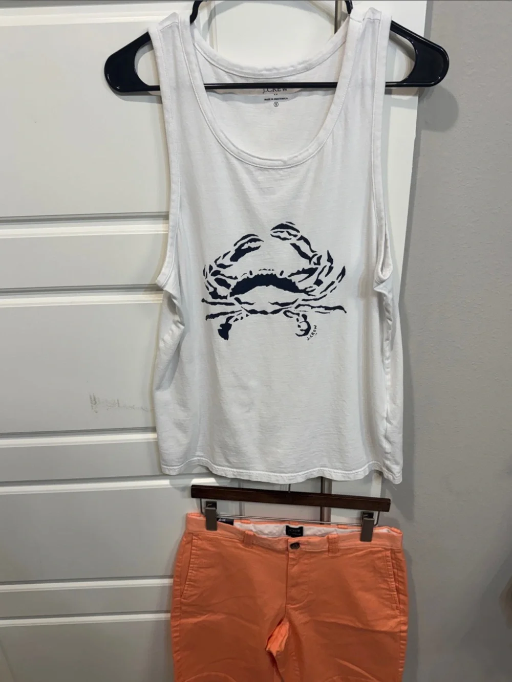 J. Crew White Tee with Navy Logo Print